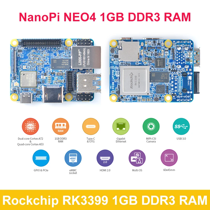 

NanoPi NEO4 Rockchip RK3399 1 ГБ DDR3 ОЗУ USB 3,0 гигабитный Ethernet встроенный WiFi BT Поддержка Android Ubuntu Desktop CORE Lubuntu