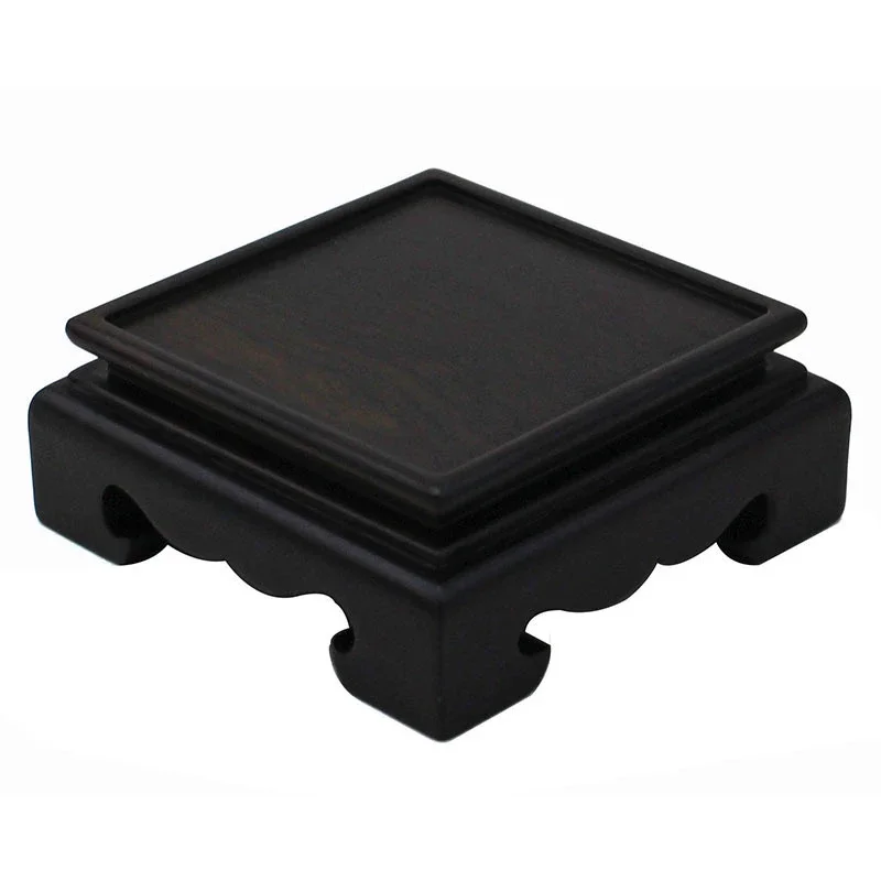 Square Wooden Base Holder for Seal Wooden Display Pedestal Carved Small Flowerpot Stand Craft Exquisite Office Ornament Supplies