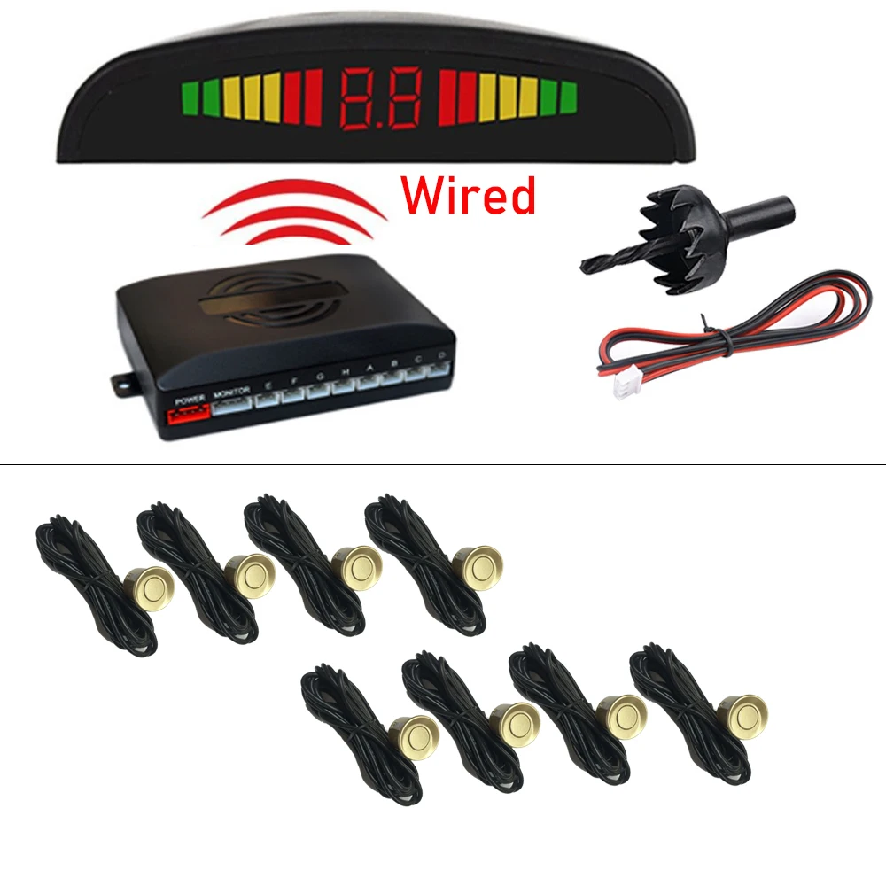 Universal Car Parktronic Parking Radar with 8 Sensors LED Display Monitor Detector System Backlight Reverse Auto