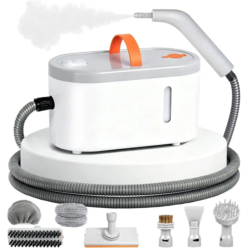 

Portable Handheld Steam Cleaner for Home - 15s Heat-Up, 0.78 Quarts Tank, 9 Accessories