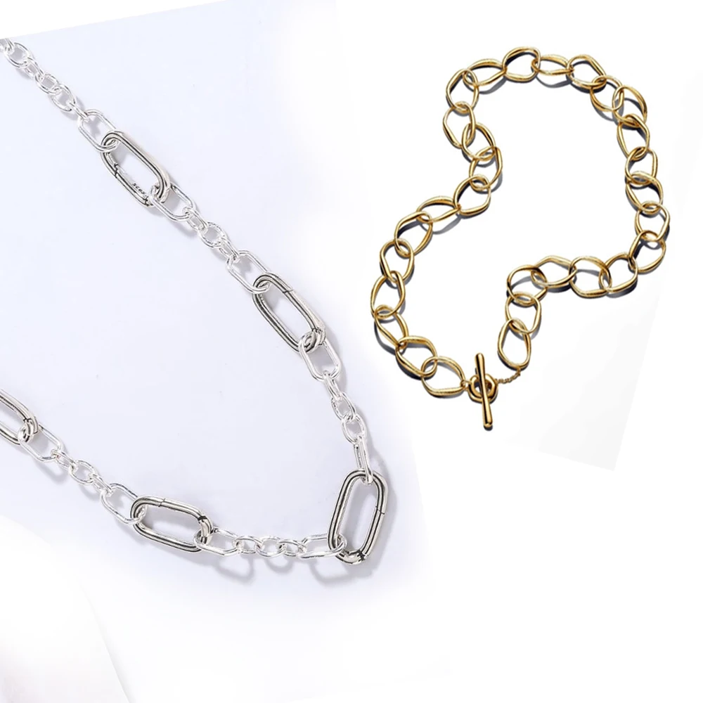 

Классическое ожерелье из стерлингового серебра 925 пробы с органическим овальным воротником и цепочкой, новая модная женская цепочка на ключицу