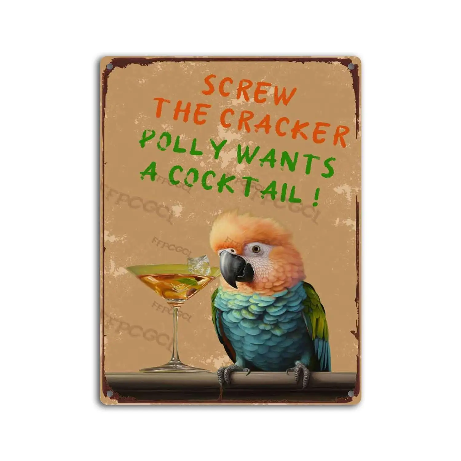 Vintage Metal Tin Sign Screw The Cracker Polly Wants A Cocktail Tin Signs for Man Cave Vintage Metal Sign 12x16inch/Aluminium Si