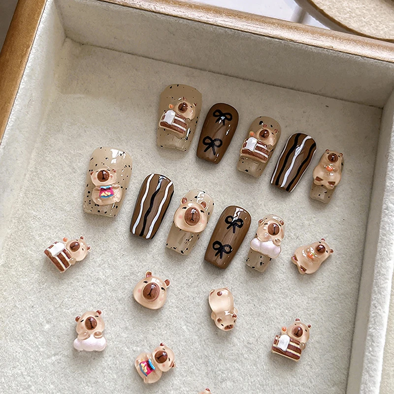 Cute Capybara Nail patch fai da te resina accessori per gioielli per unghie Cartoon Nail Sticker decorazione ornamento Manicure per ragazze regalo