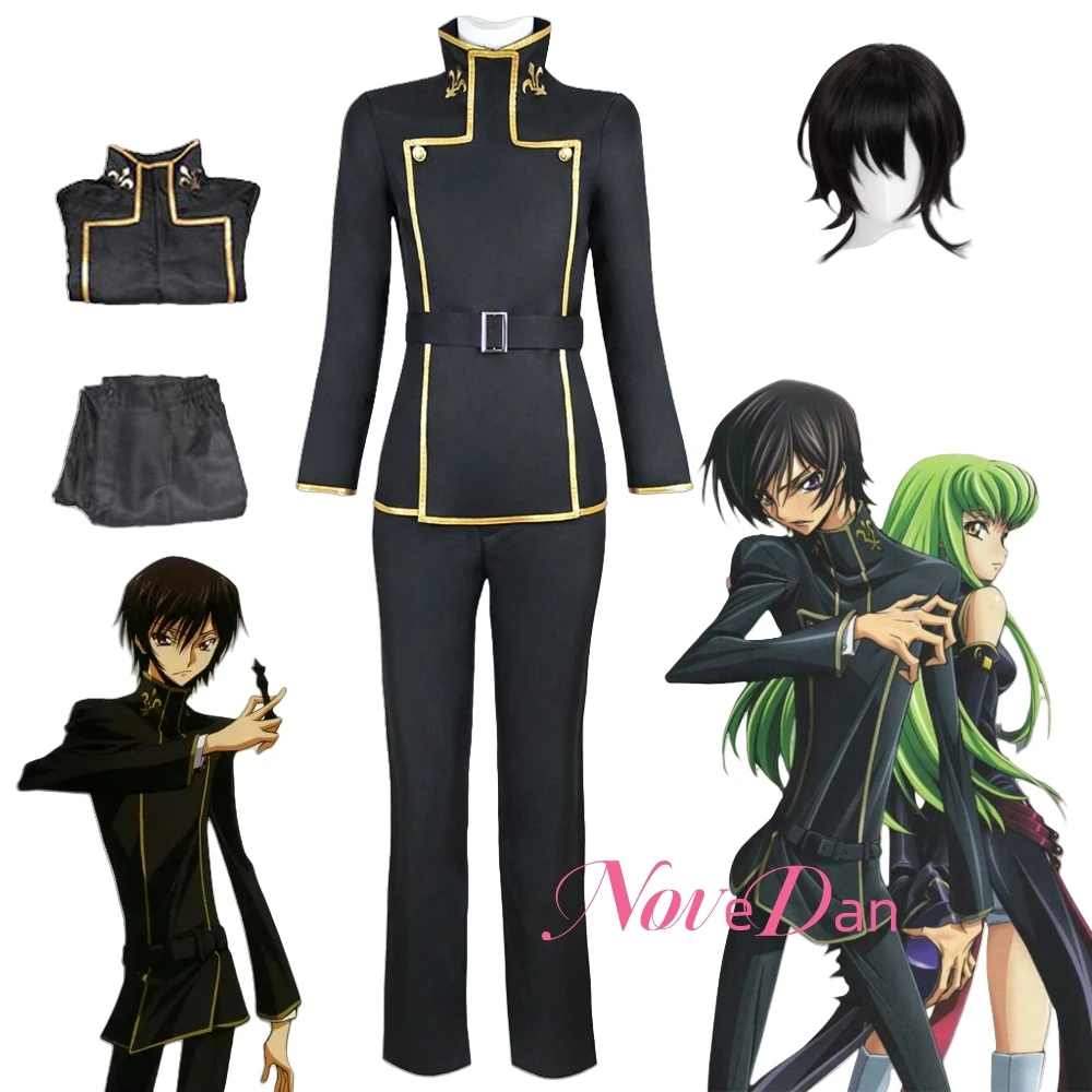 Anime CODE GEASS Lelouch of the Rebellion R2 Zero Lelouch Lamperouge Cosplay Kostüm Outfit Halloween Party Uniform Anzug Perücke