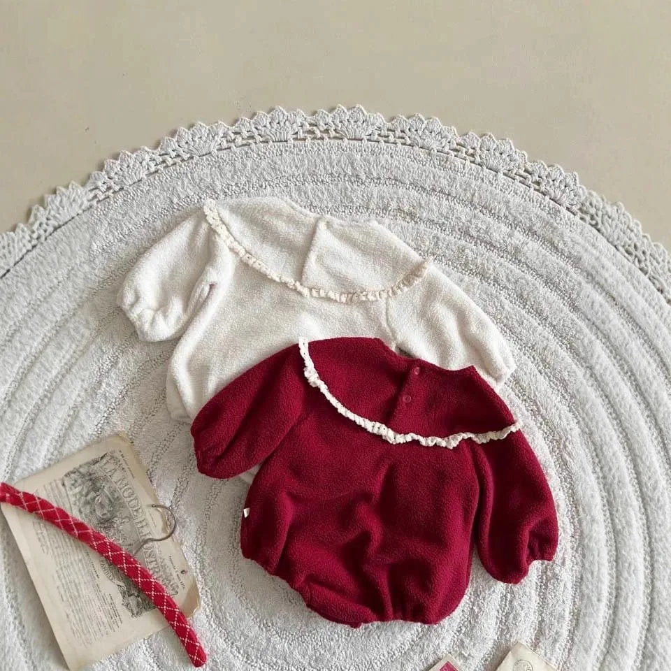 رومبير عيد الميلاد زي Ins الطفل الكورية أفخم نيسيي الدافئة طويلة الأكمام بذلة الخريف الشتاء جديد عصري مريح #2