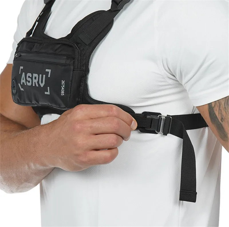 Men's Running Bag Gym Sport Chest Rig Vest Training Waist Pack Hip Hop Streetwear Tactical Phone Holder Fitness Accessories Bags