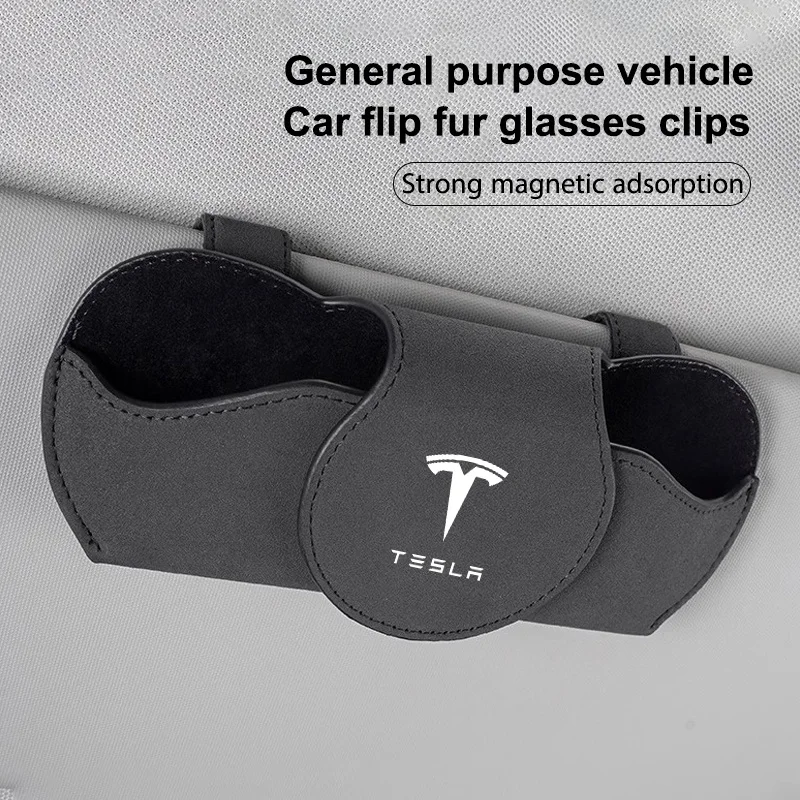 

Fashion Car Sun Visor Glasses Cover Multifunction Sunglasses Storage Box Clip Interior Accessories For Tesla Model 3 Model S Y X