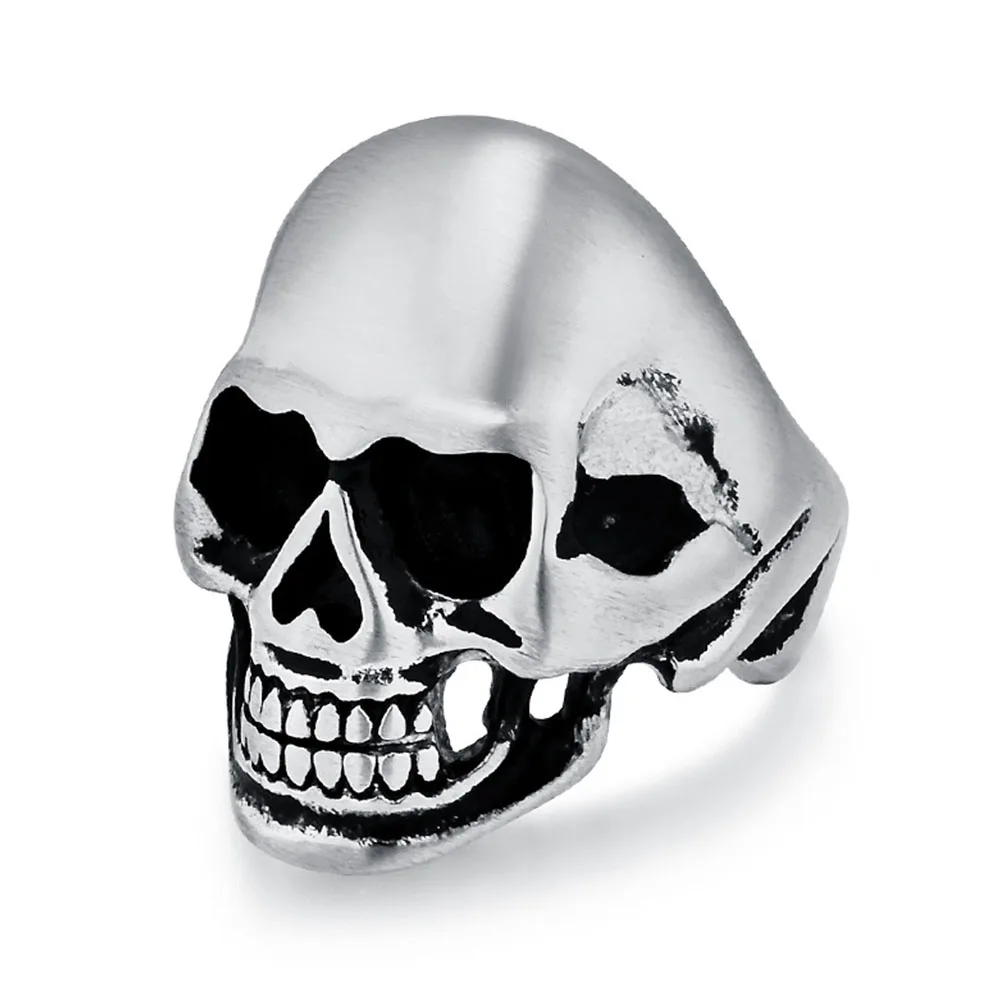 European And American Retro Matte Brushed Hip-hop Skull Stainless Steel Men\'s Ring Jewelry