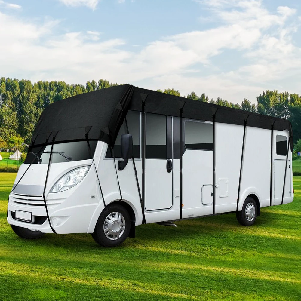 8.5x3m RV Sun Protection Car Cover 210D Oxford Cloth Foldable Motorhome Roof Cover Weather-Resistant for RV Travel Car Supplies