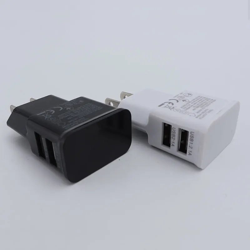 EU Plug 5V Dual USB Universal Mobile Phone Chargers Travel Power Charger Adapter Plug for For iPhone Samsung Xiaomi Huawei