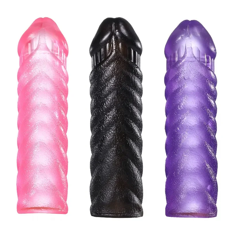 Penis Cover Cock Sleeve Reusable Condom Cockring Men Extensible Sextoy Delay Ejaculation G Spot Stimulator Couple Eroic Products