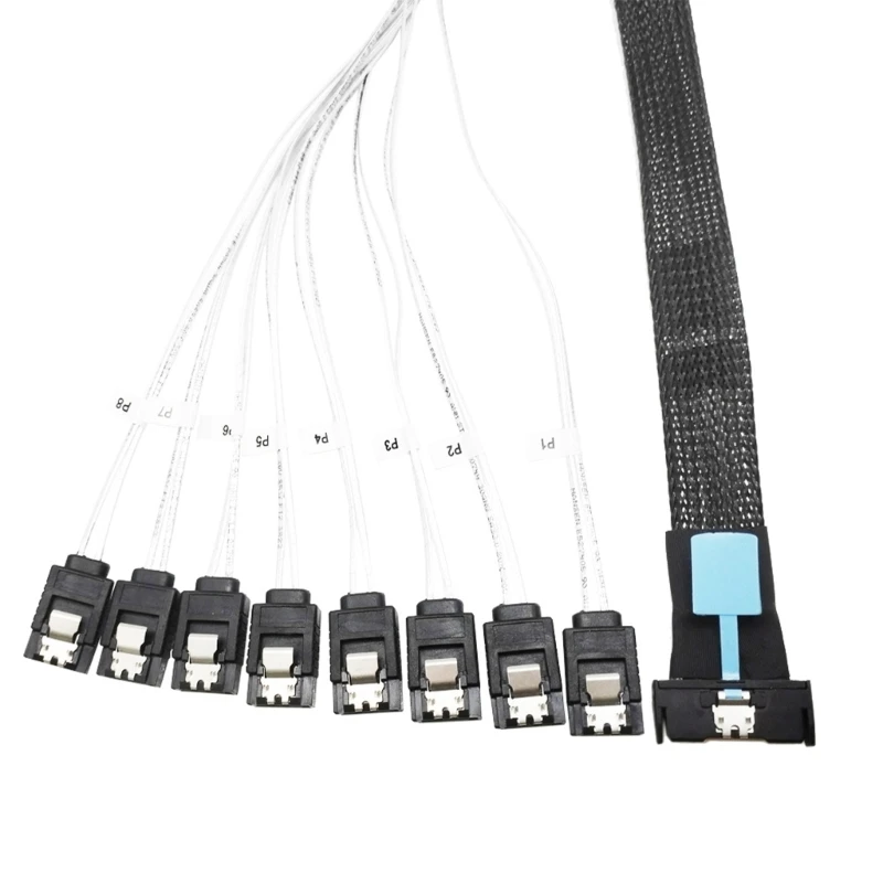 

CPDD High Speed MCIO 8i 74P Male To 8xSATA Male Extension Cable Slim Adapter Cable Data Transfer Server Cablet 50cm