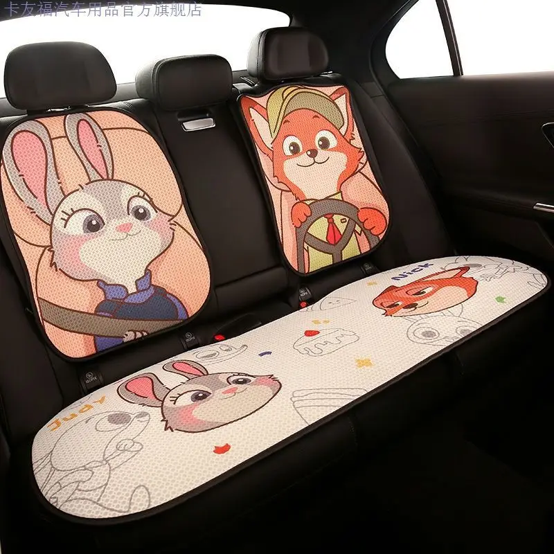 Disney Zootopia Judy Hopps Nick Wilde Car Anti Slip Seat Cushion Backrest Anime Cartoon Auto Interior Decoration Accessories