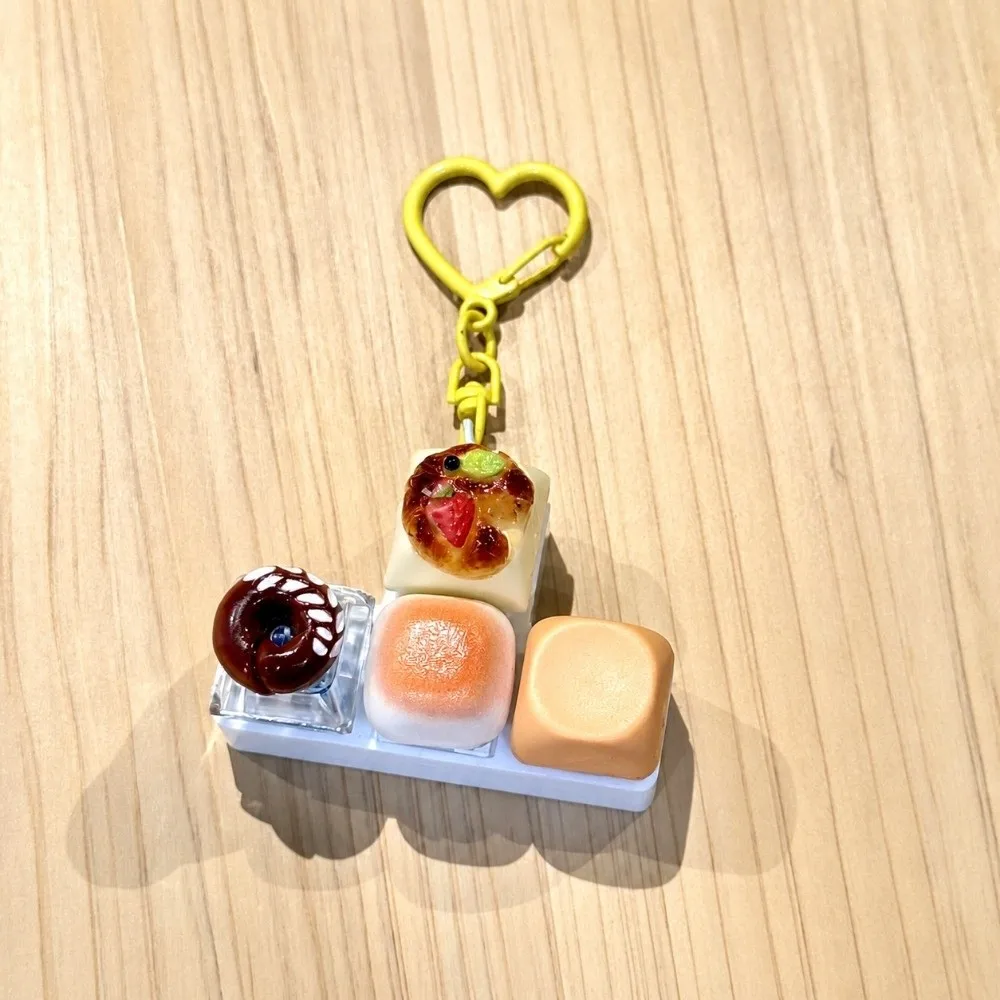 Simulated Keyboard Fidget Keychain 4 Keys Without Light Bread Keycap Bag Charms Mini Clicker Keyboard Button Bag Pendant