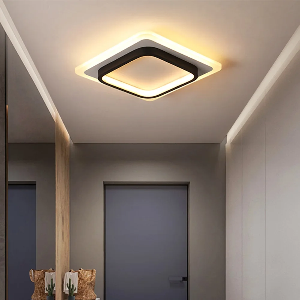 Square LED Ceiling Light Tri Color Light Ceiling Lamps Creative Design Chandelier Aisle White Lighting Pendant Easy to Install