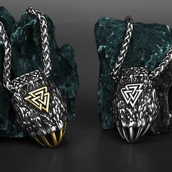 Viking Men Titanium Steel Stainless Steel Bear Claw Valknut High Quality Necklace Pendant Jewelry Jewelry Wholesale