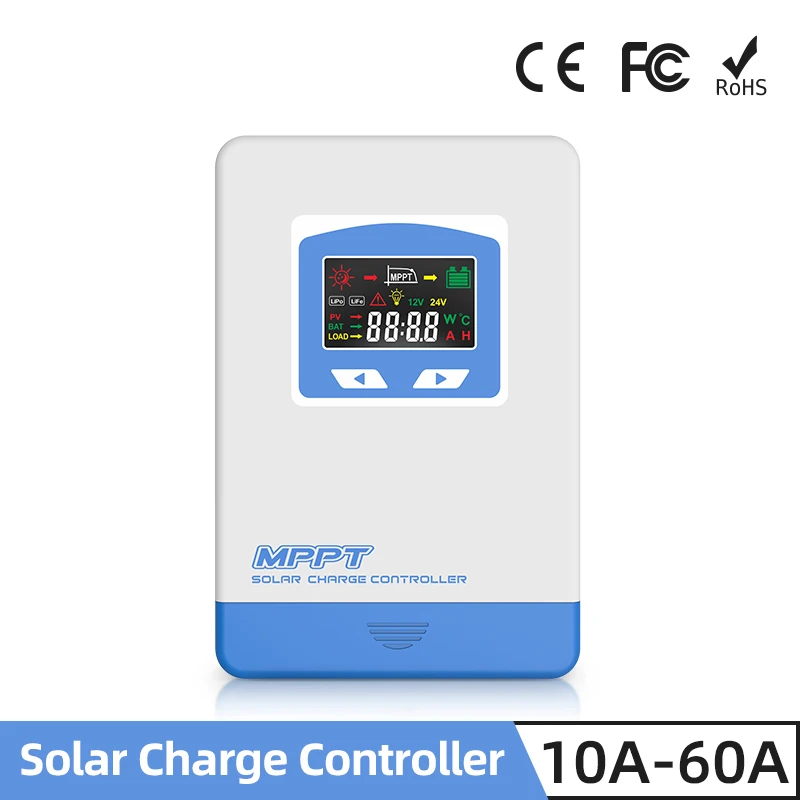 MPPT Solar Controller 60A 40A 30A 20A 12V 24V Solar Battery Charger 32V Setting Charger Back-light LCD Solar Regulator