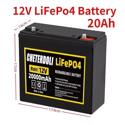 12V Battery 20Ah LiFePo4 Battery Lithium Iron Phosphate 12V LiFePo4 Rechargeable Battery for Kid Scooters Boat Motor Tax Free