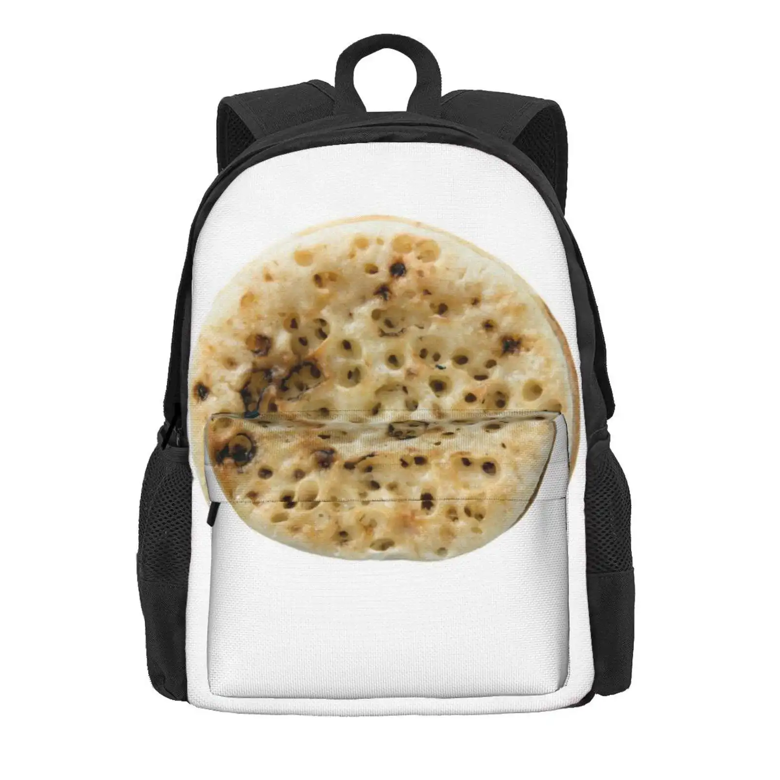 Crumpet Buttered Overhead Hot Sale Schoolbag Backpack Fashion Bags Crumpet Food British Traditional Snack English Breakfast