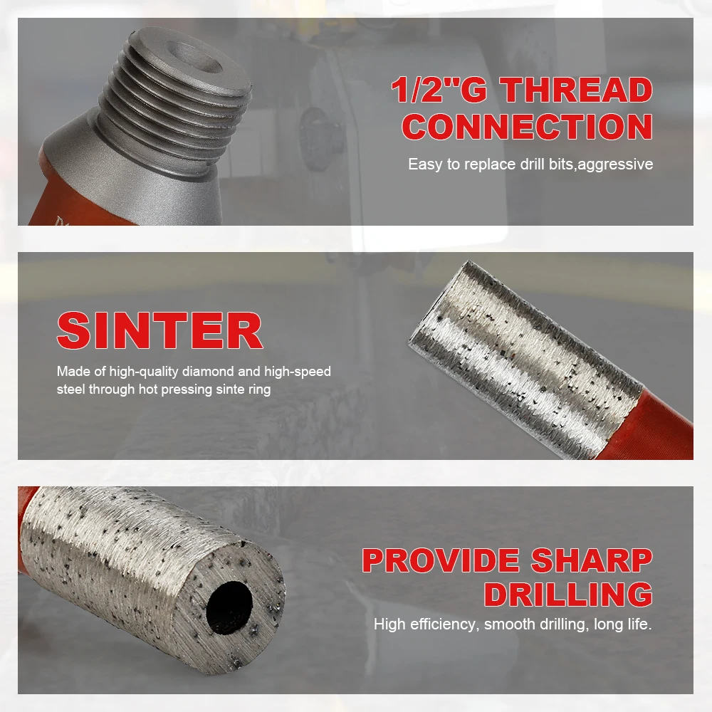 1PC 10mm 1/2 Gas Sintering Core Bit Diamond Hole Saw Marble Granite Brick Tile Ceramic Concrete Crown Drill Bits for Power Tools