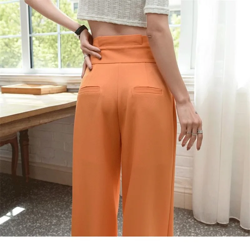 Suit Wide Leg Pants High Waist Spring Summer Straight Thin Casual Fashion Trousers Woman Solid Wild Elegant Loose Female Pants