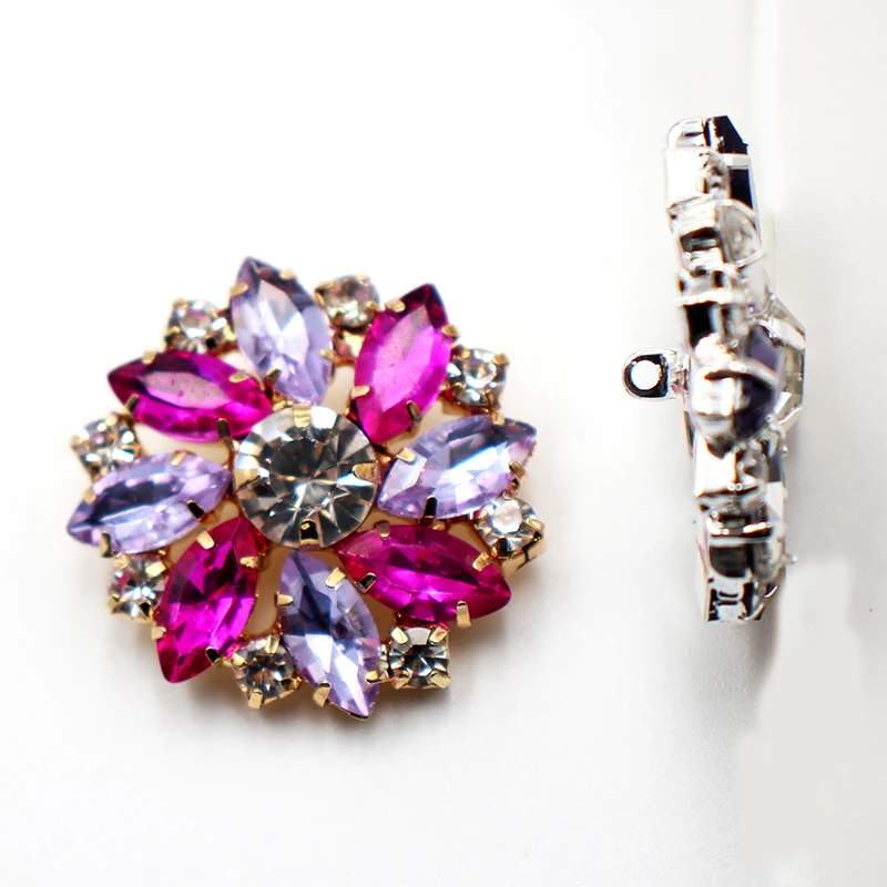New 26mm 5 pieces fashion rhinestone crystal button metal DIY sewing decorative clothing accessories