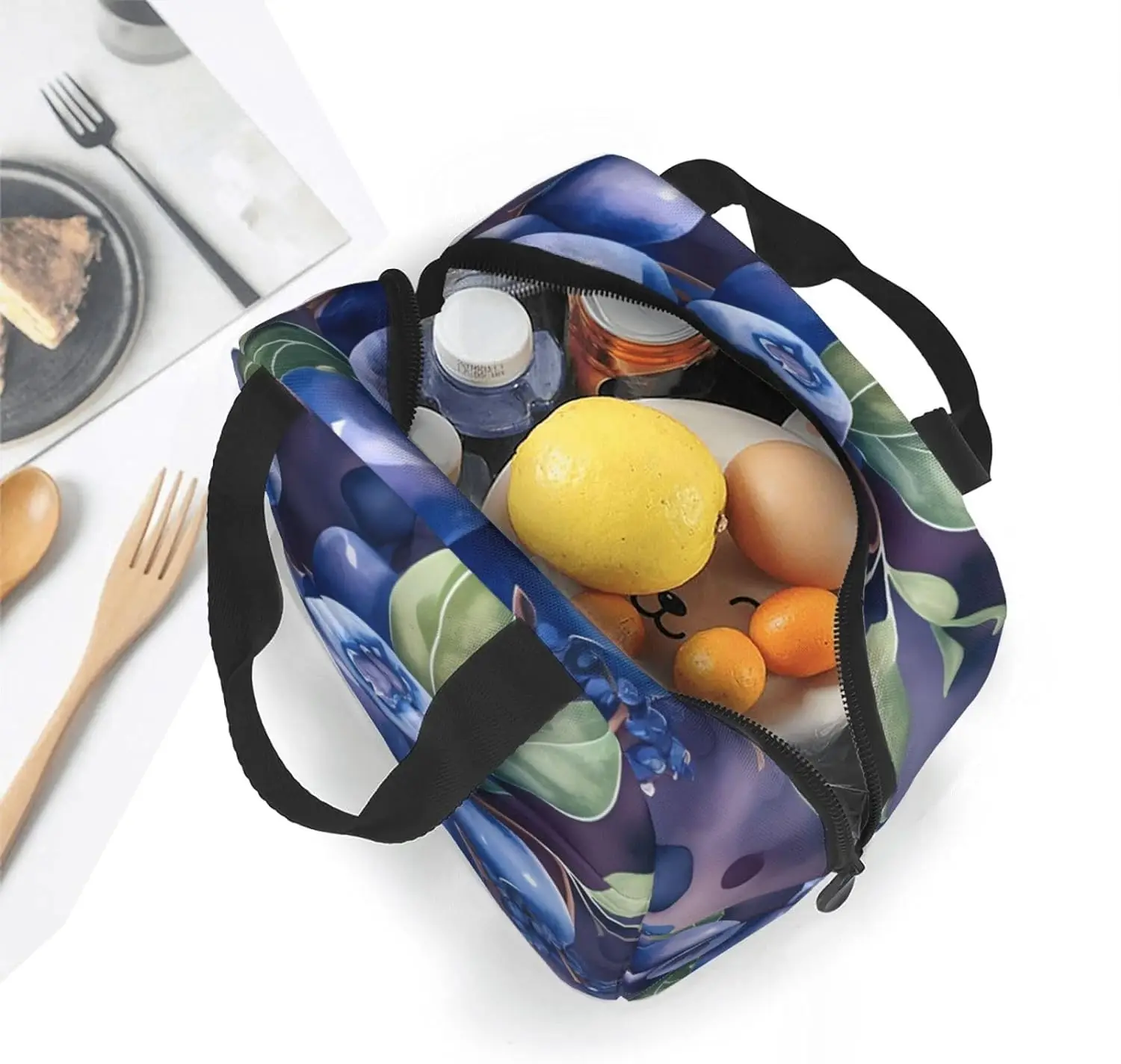 Borsa per il pranzo isolata con mirtilli di frutta estiva, borsa termica per il pranzo congelabile impermeabile Bento Lu nch Box, borsa per donna uomo Lun ch