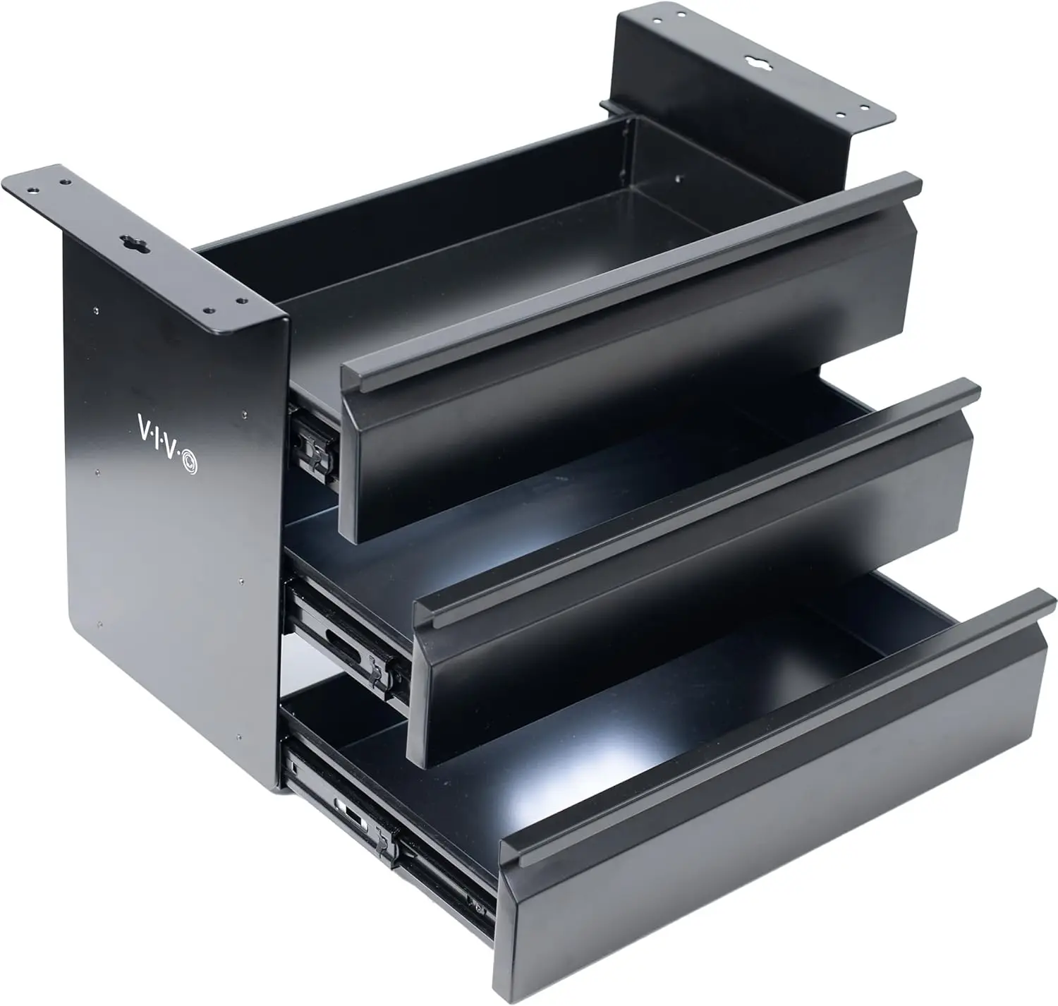 

16 in Slide Out Dual Tier Storage Drawer, Under Desk 3 Layer Organizer, Black, DESK-DR03