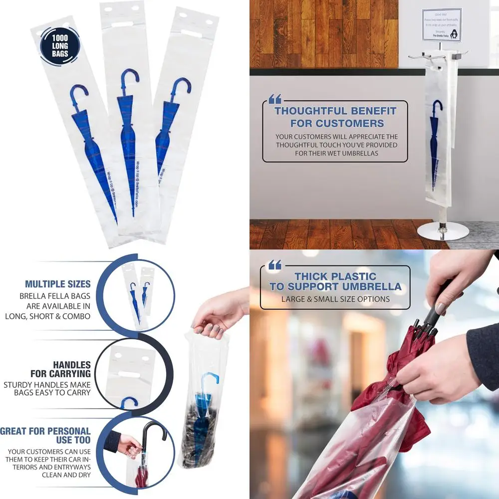 

Large Disposable Plastic Umbrella Bags - 28 Pack Refills for Umbrella Stands - 1000 Count Bulk Waterproof Protection