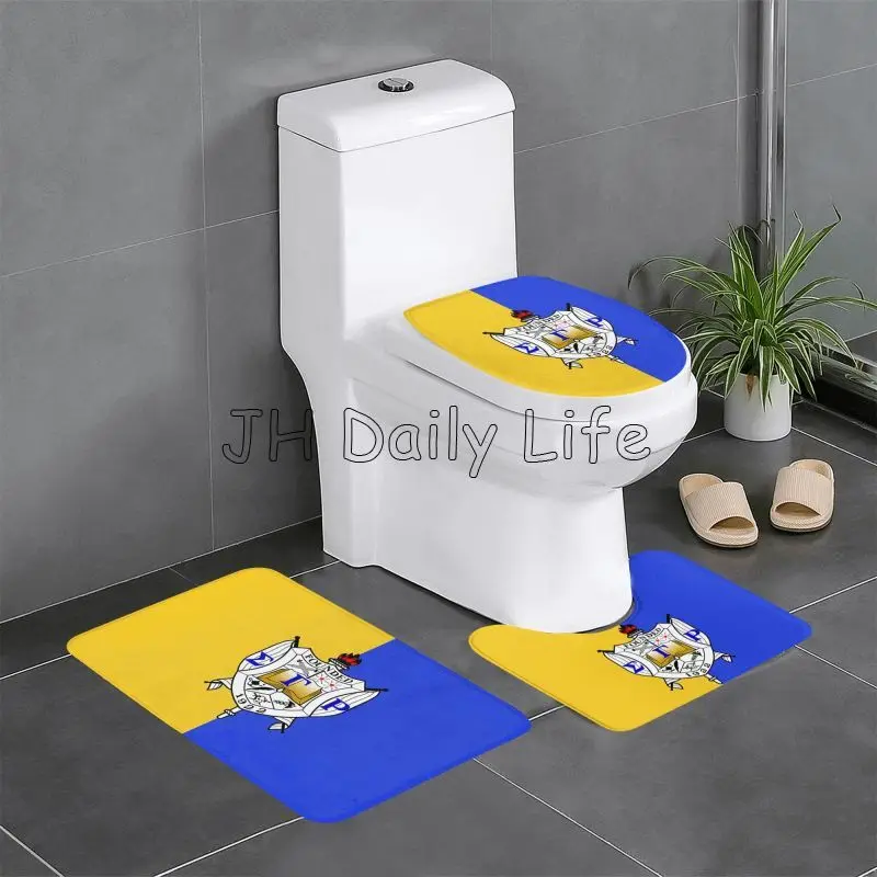 Sigma Gamma Rho 1922 SGR Print Bathroom Mats Set of 3 Pieces Non Slip Washable Contour Rug and Toilet Lid Cover Rubber Backing