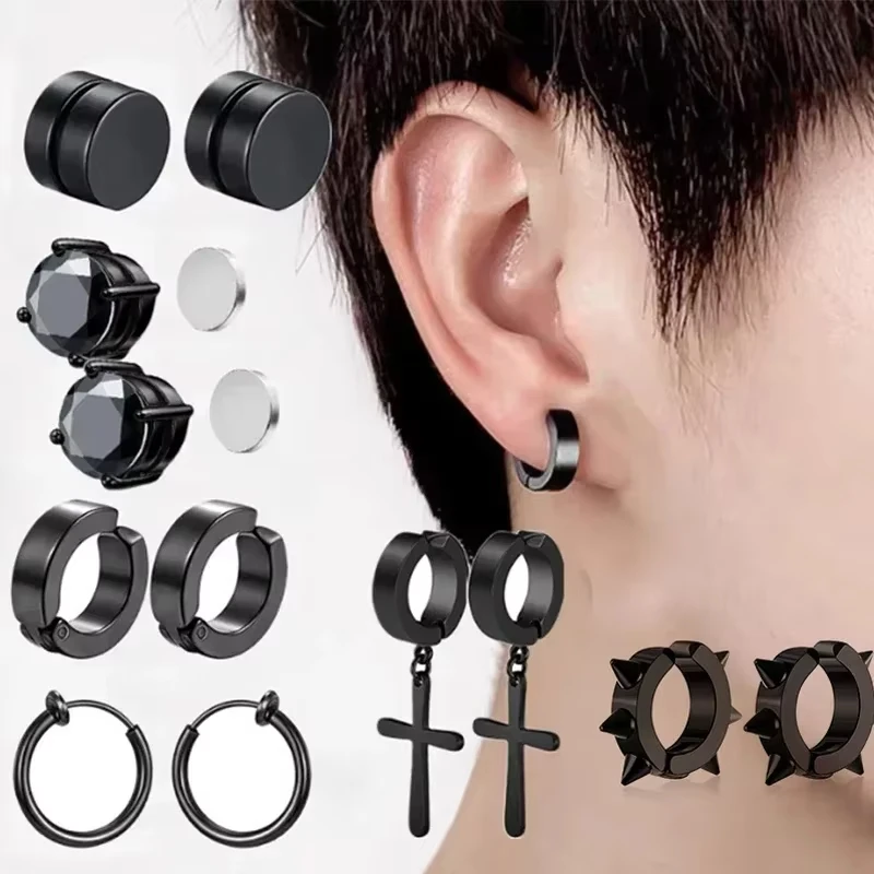 Non-pierced Earrings Non-hole Classic Fake Hoop Earring Punk Without Piercing Hip-hop Black Ear Bone Buckle Ear Clips Jewelry