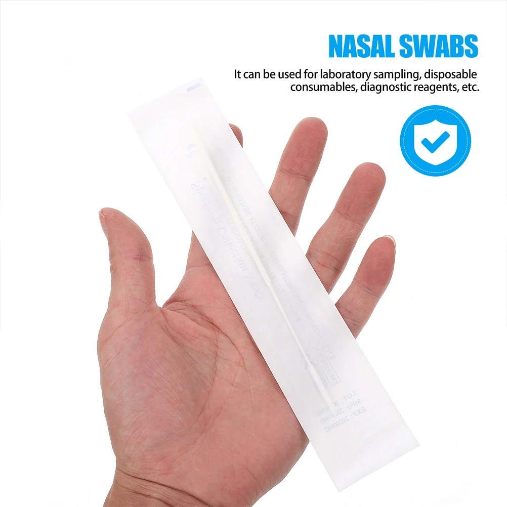 200 Pcs Nasal Swab Sampling Swabs Flocking Disposable Specimen Collection One-time Sample Portable Pharynx