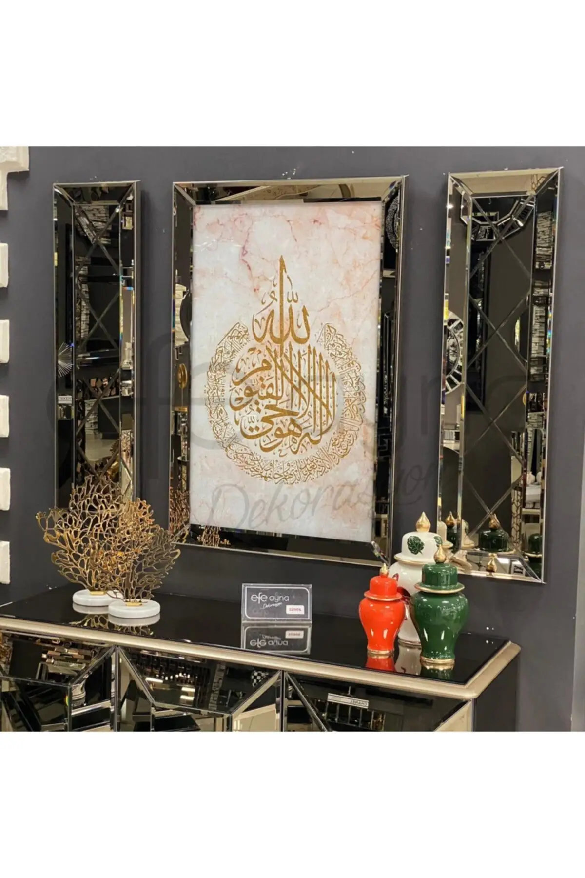 Verse-hand Kursi Bronze Mirror Table Seti 2