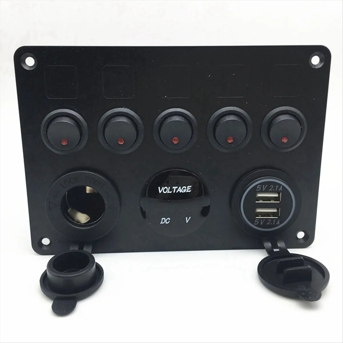 Super Sale Boat Switch Panel Car Switch Panel Waterproof Digital Voltmeter Dual USB Port Outlet Combination Marine LED Rocker Re