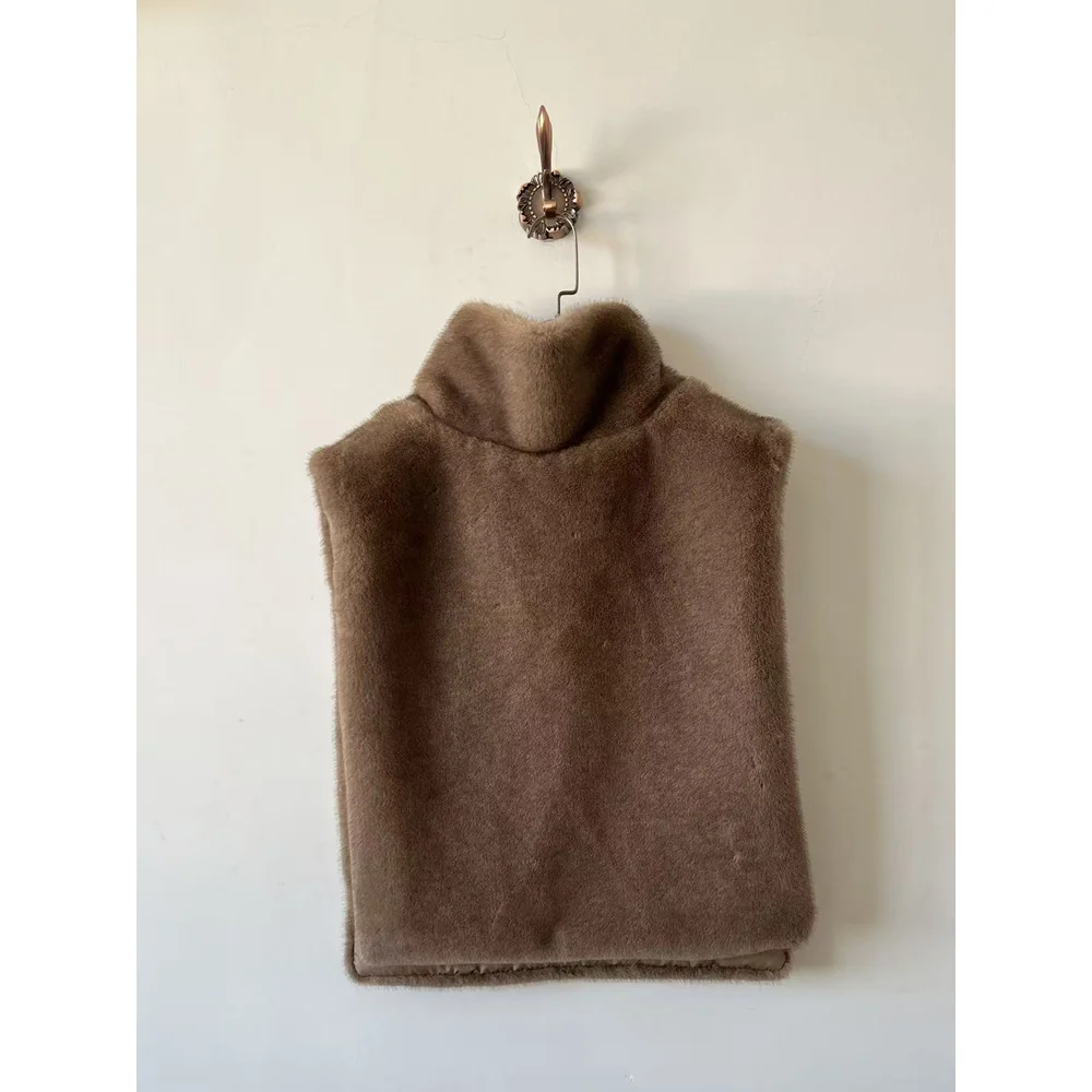 جديد الفراء سترة فو فرو المنك الكتف التفاف أكمام أفخم أعلى التخسيس تصميم ملابس خارجية دافئة تنوعا ملابس نسائية الفراء سترة