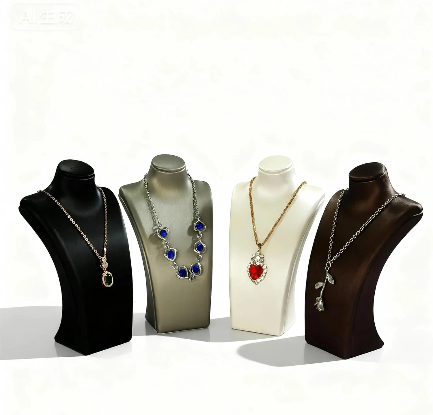 PU Leather Necklace Display Stand Necklace Bust Pendant Rack for Counter Showcase