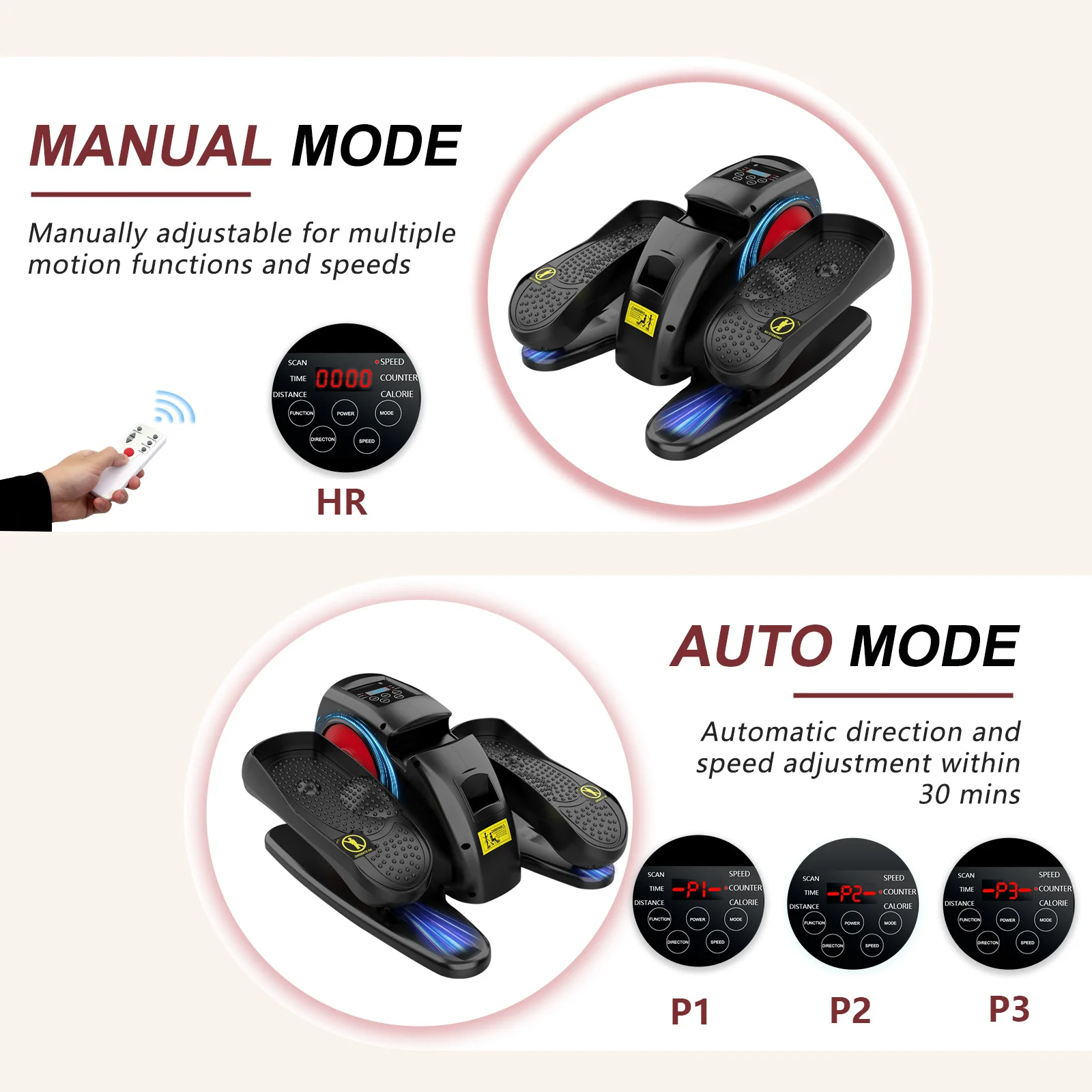 آلة كهربائية بيضاوية الشكل تحت المكتب دواسة التمارين الساق المنزل اللياقة البدنية الصغيرة متعددة الوظائف الصامتة مدرب صغير محمول #2