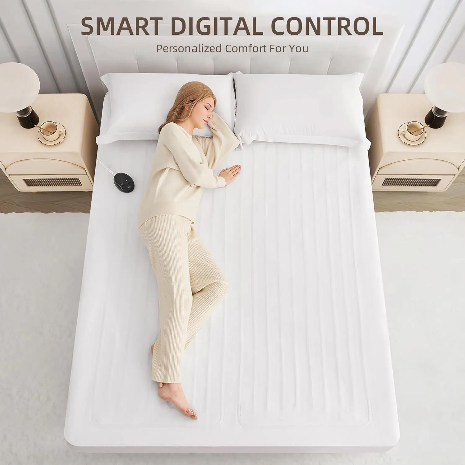 وسادة مرتبة كهربائية ساخنة مقاس XL مزدوج، 39 × 80 بوصة، 9 إعدادات للحرارة، مؤقت إيقاف تلقائي، تصميم جيب عميق