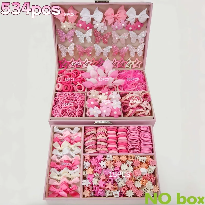 534-teiliges Set aus rosa Haarspangen, Haargummis und Haaraccessoires | Perfekt für Valentinstags- und Weihnachtsdekorationen. – Detail 6