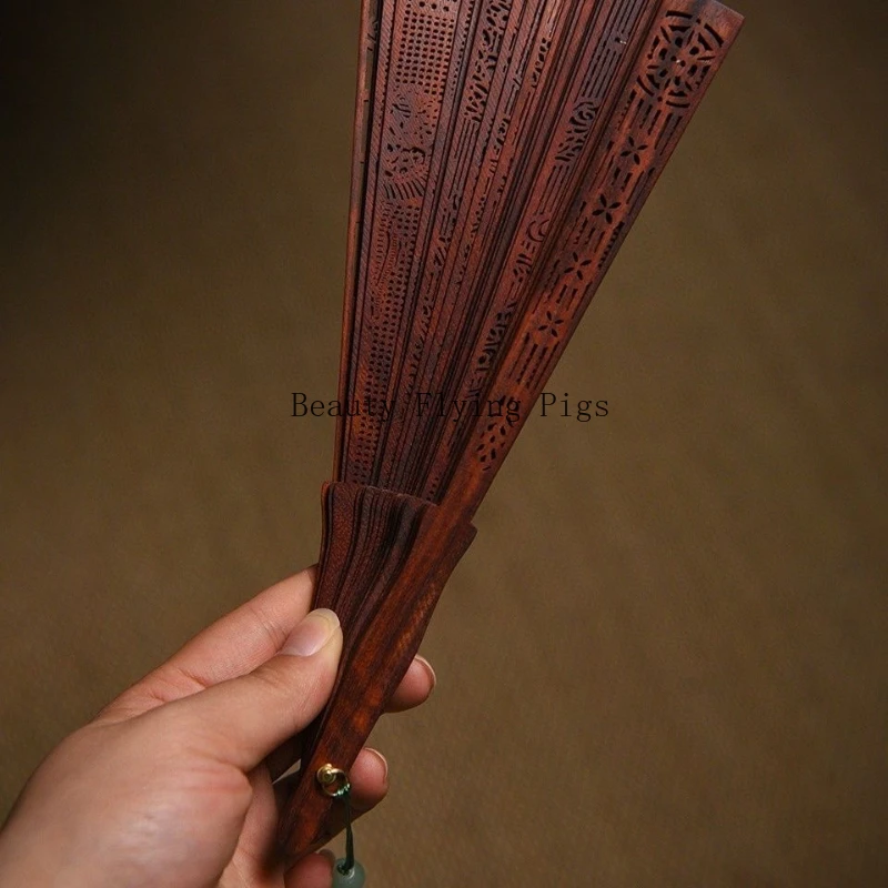 1pc Chinese Sandalwood Fan Pre Sale Payment Customized Version Hollow Folding Fan Ornament Home TV Cabinet Decorations