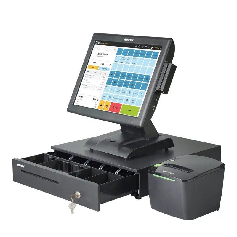 hot sale in stock hot sale factory Price desktop epos cash register All in one POS system with customer display