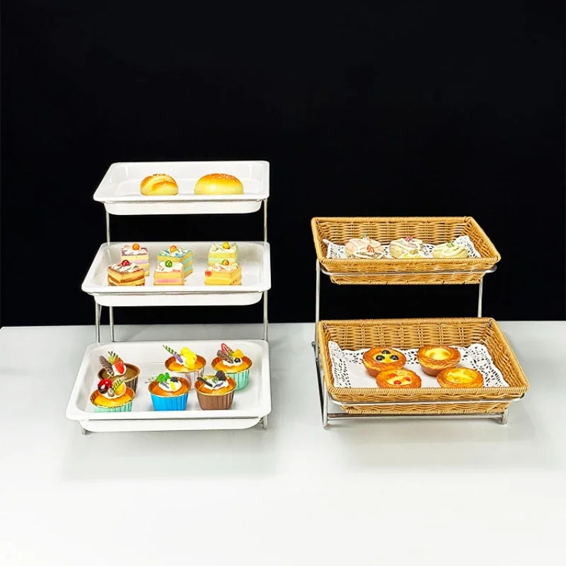 Three-story buffet display plate Hotel restaurant food display stand