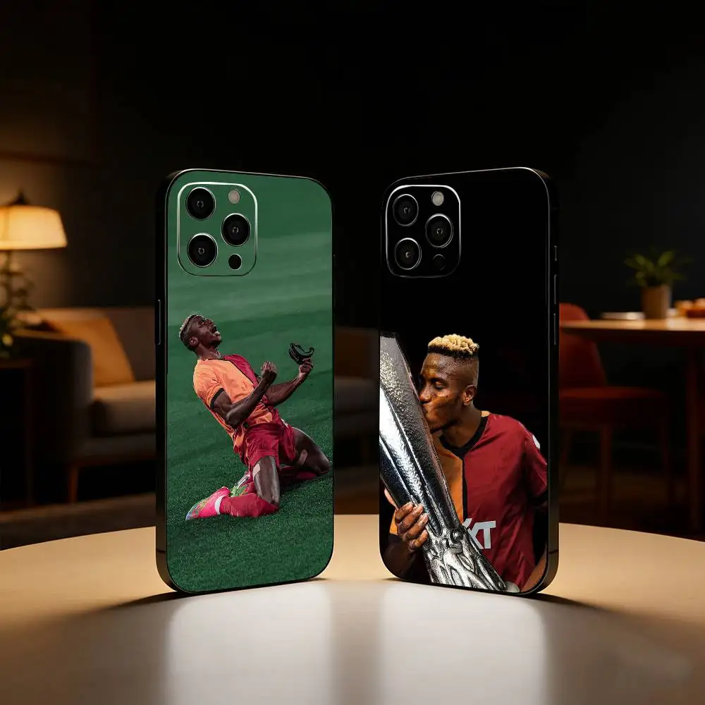 

football V-Victor Osimhen Phone Case For iPhone17,16,15,14,13,12 Plus,Max Soft Silicone Black Cover