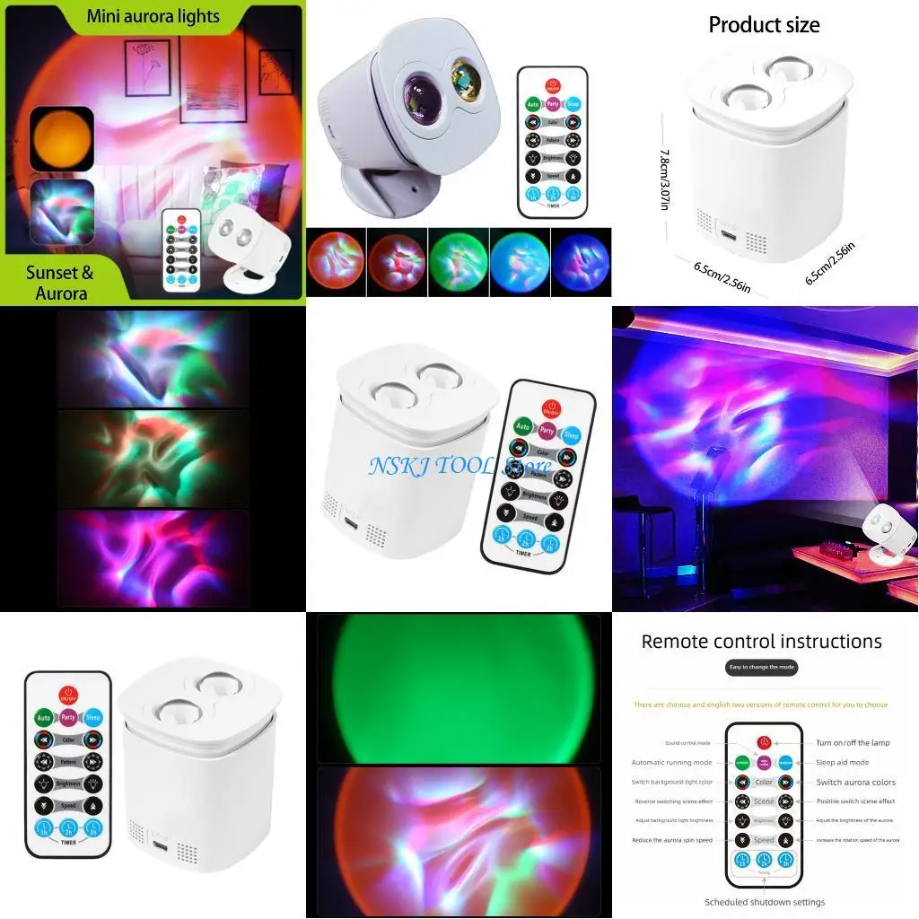 

L8RC Compact Sunset Night Light with Remote Control Projector Party Night Lighting Gift Lamp for Children, Bedroom, Parties