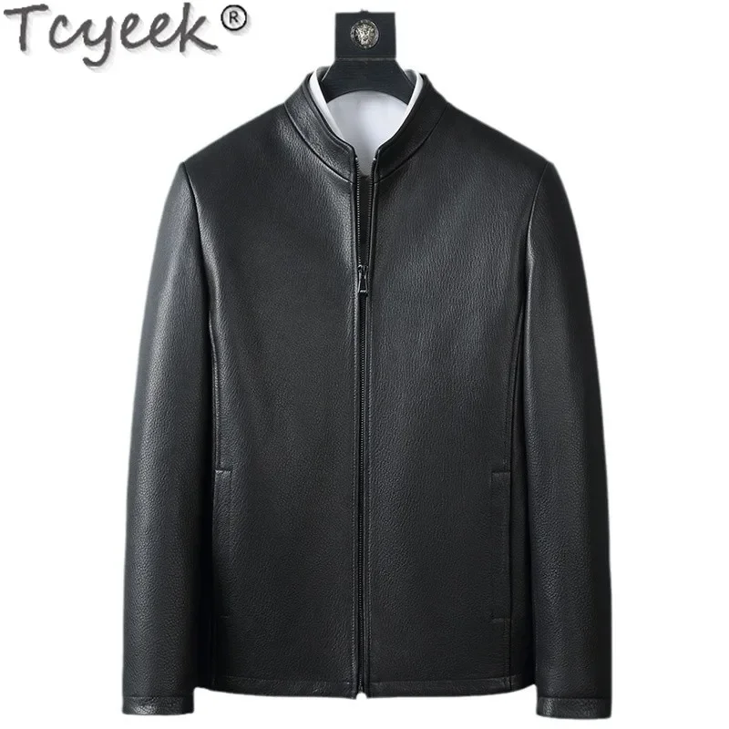 Tcyeek Real Leather Jacket Men 2025 Spring Autumn Clothes Men's Motocycle Jackets Fashion Goatskin Coats Tide Jaqueta De Couro