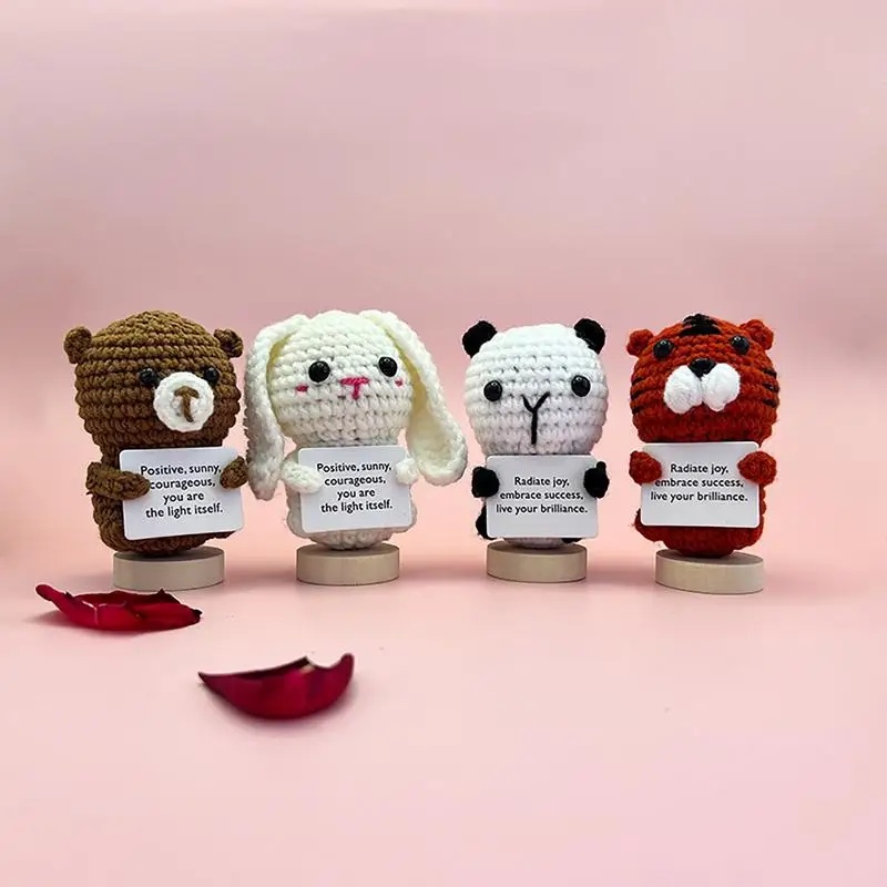 Boneca Small Mini Cartoon Crochet, Apoio Emocional, Panda, Coelho, Tigre, Decoração do Urso, Animação, Boneca de Malha, 10cm