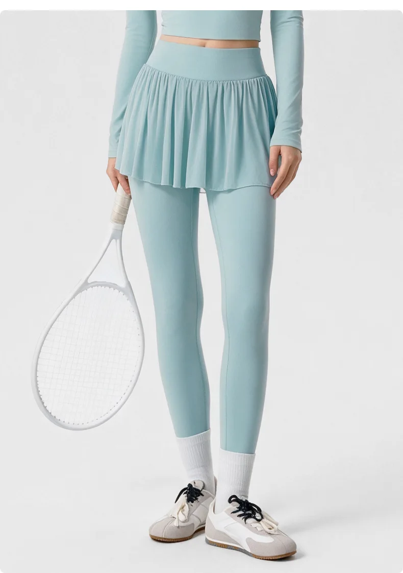 Women's Mesh Breathable Pleated Skirt Pants, Anti Glare Pilates Outerwear Sports Tight Pants Skirt