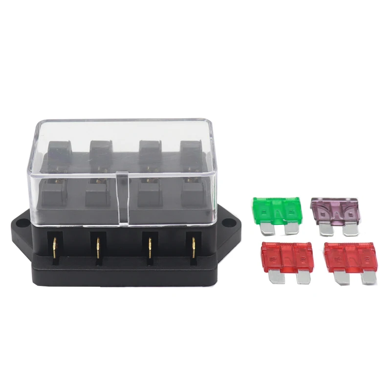

Universal Marine Kit Car Boat 12V 24V 4 Way Blade Fuse Holder Box Fusebox Easy to Use and Install