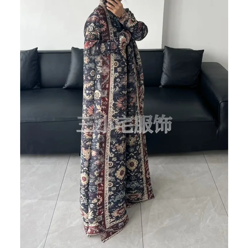 Miyake Fold 2024 Autumn New Printed Cardigan Long Shirt with High Quality and Fashionable Atmosphere Long Sleeve Festival Abaya