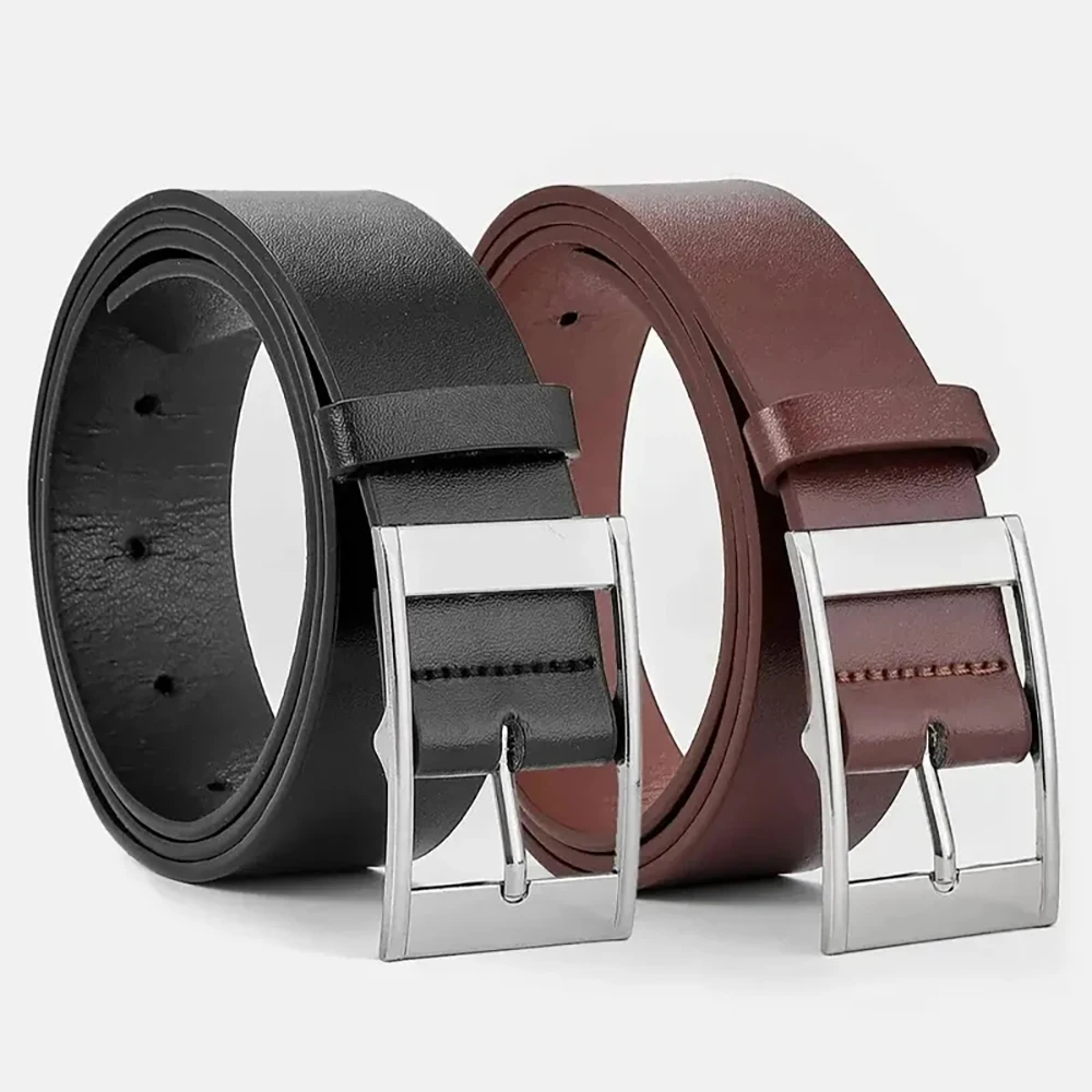 New Luxury Belt for Men PU Leather Belt Metal Pin Buckle High Quality Famous Brand Designer Waist Strap Belts for Jeans Men Belt